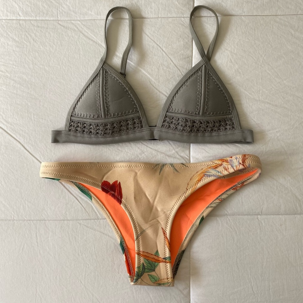 Triangl Swimwear Gray and Floral Bikini